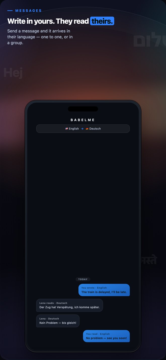 BabelMe messages arriving in the recipient's language
