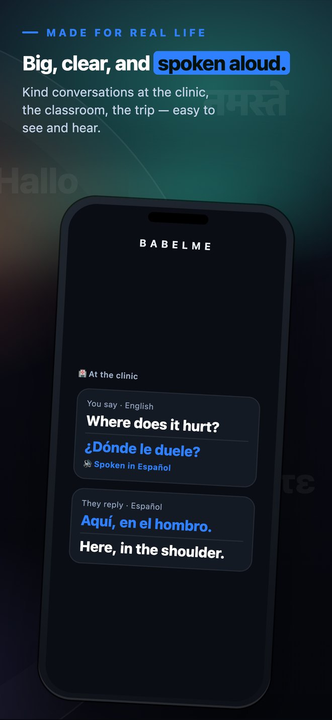 BabelMe used in everyday situations away from social rooms
